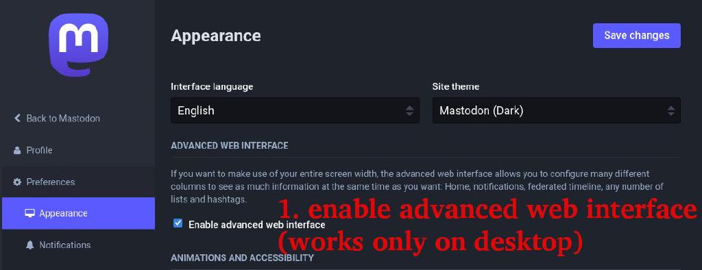 Enable Advnaced Web Interface