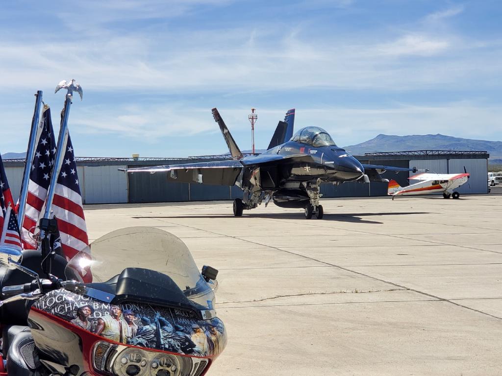 F18 Super Hornet Jet and Harley Davidson Motorcycle