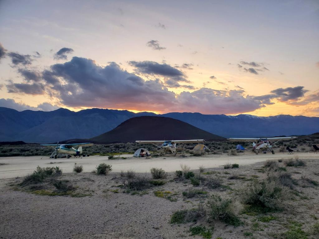 Cinder Cone Dry Lakebed Camping Between Aircraft