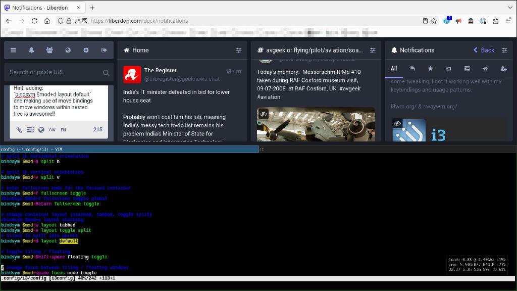 I3wm Screenshot Showing Vertically Split Container With Window