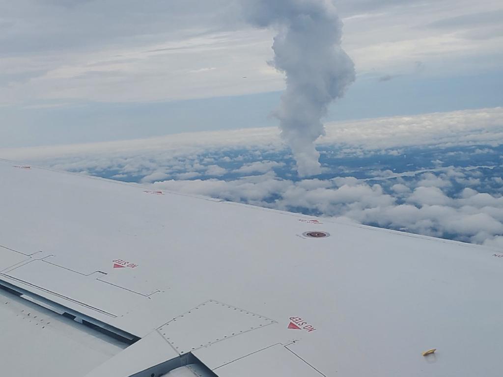 Flight Near Charlotte With Power Plant Plume