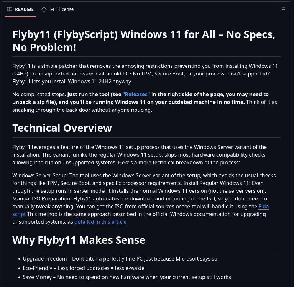 Flyby11 for Older Machines