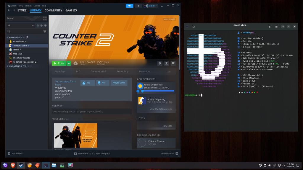 Bazzite Linux Running Kde and Steam Client